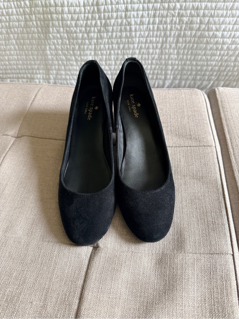 Kate Spade New York Beverly Black Suede Block Heel Pumps